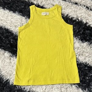Velvet by Jenny Graham Yellow Ribbed Tank Top, Large